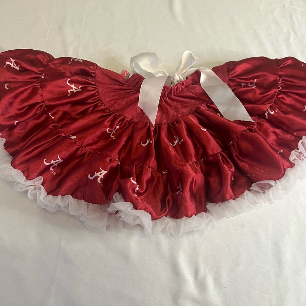 Tutu Couture University Of Alabama Crimson and White Roll Tide Ruffled Skirt M